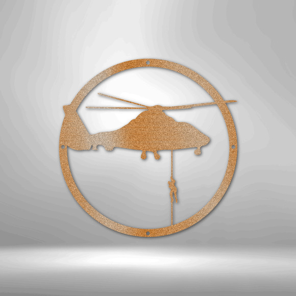 Helicopter Drop Steel Sign Laser Cut Powder Coated Home & Office Metal Wall Deco